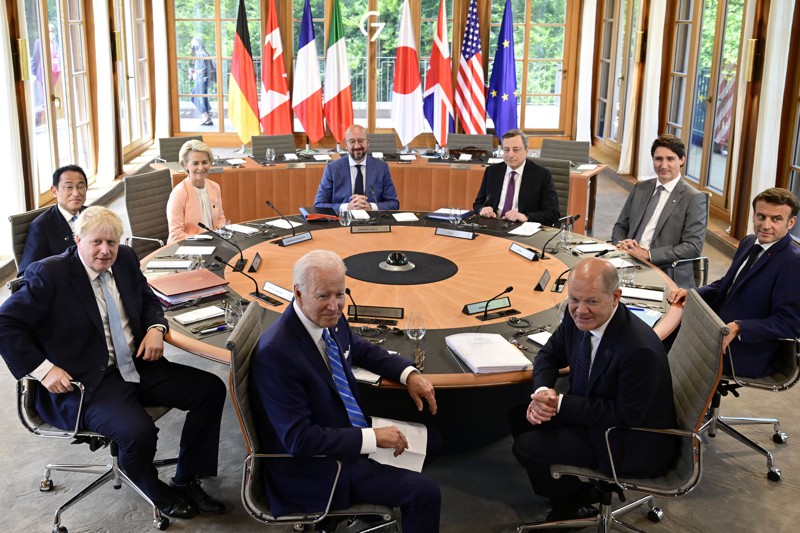歐洲與美國組成的「七大工業國組織（G7）」將進一步合作對應中國的經濟脅迫，圖為去年6月G7國家領袖在德國舉行高峰會。美聯社