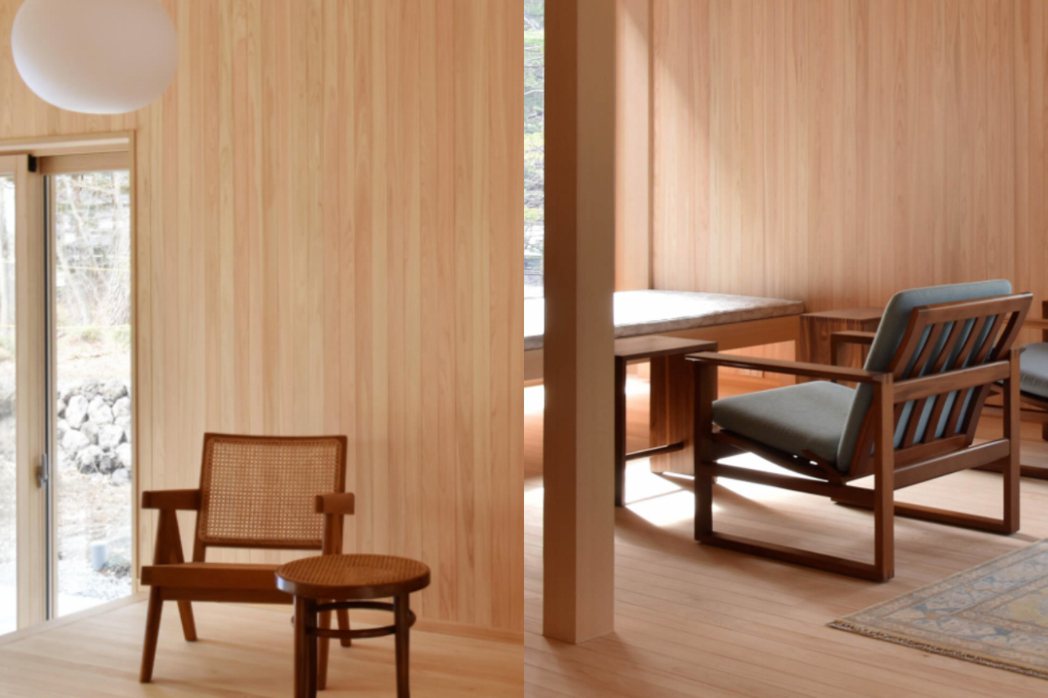 左為瑞士建築大師 Pierre Jeanneret的Easy Chair，右為房...