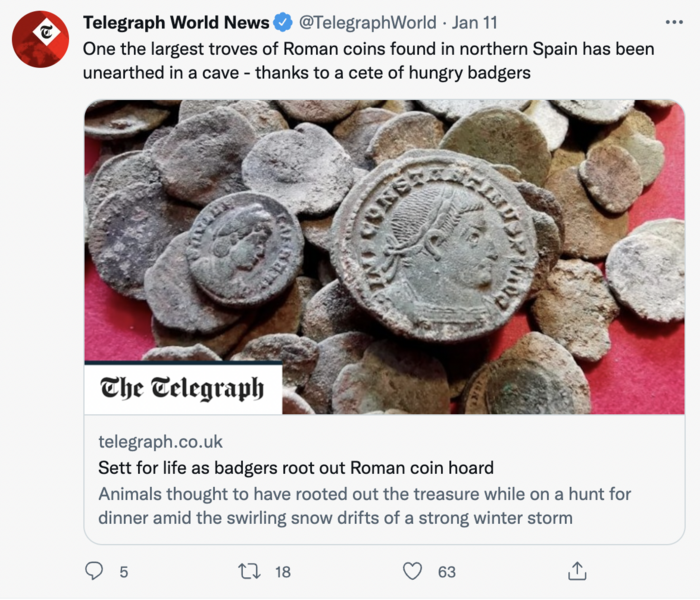 硬幣被保存得相當完好。圖擷自Twitter/ Telegraph World News / Via  https://people.com