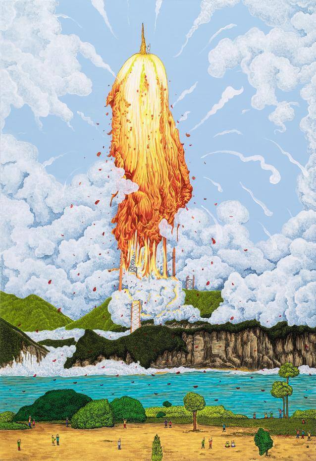 《泡菜火箭 Kimchi~~Hot!!》，116.8×80.3cm，壓克力、畫布...