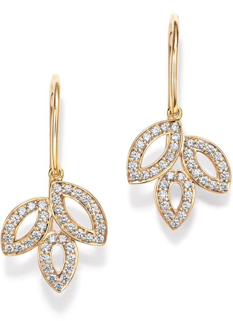 Lily Cluster系列鑽石耳環，18K黃金、共鑲嵌4顆圓形明亮式切工鑽石總...