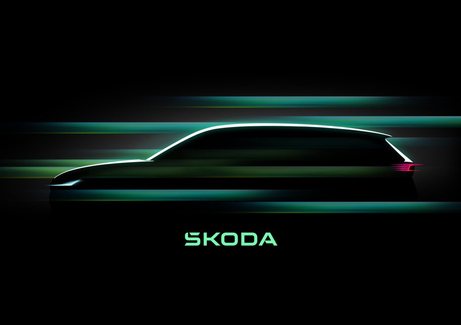 大改款Škoda Superb Combi預告剪影圖。 摘自Škoda