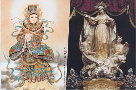 媽祖又被稱為「天上聖母」，而日本作家西川滿也認為媽祖是聖母瑪利亞在東亞的化身。聖...
