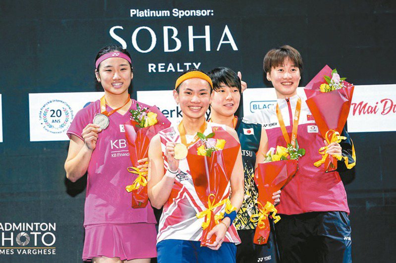 戴資穎（中）去年贏得亞錦賽女單冠軍。 圖／Badminton Photo提供（資料照）