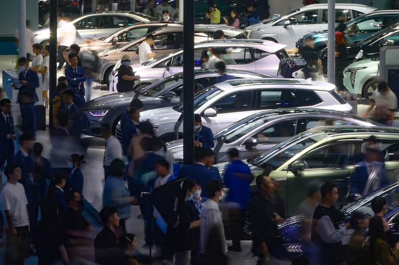 南京在五一連假期間舉辦的車展吸引不少民眾到場參觀，但對銷售實際帶來的效果則有待觀察。 中新社