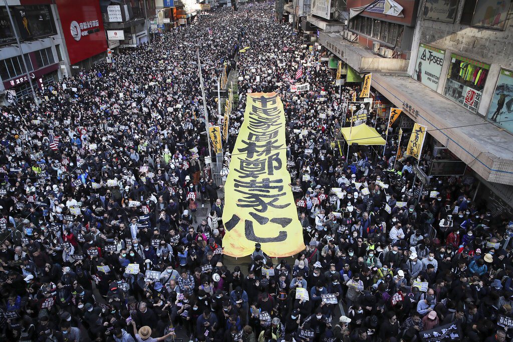 圖為2019年香港反修例運動。 圖／美聯社