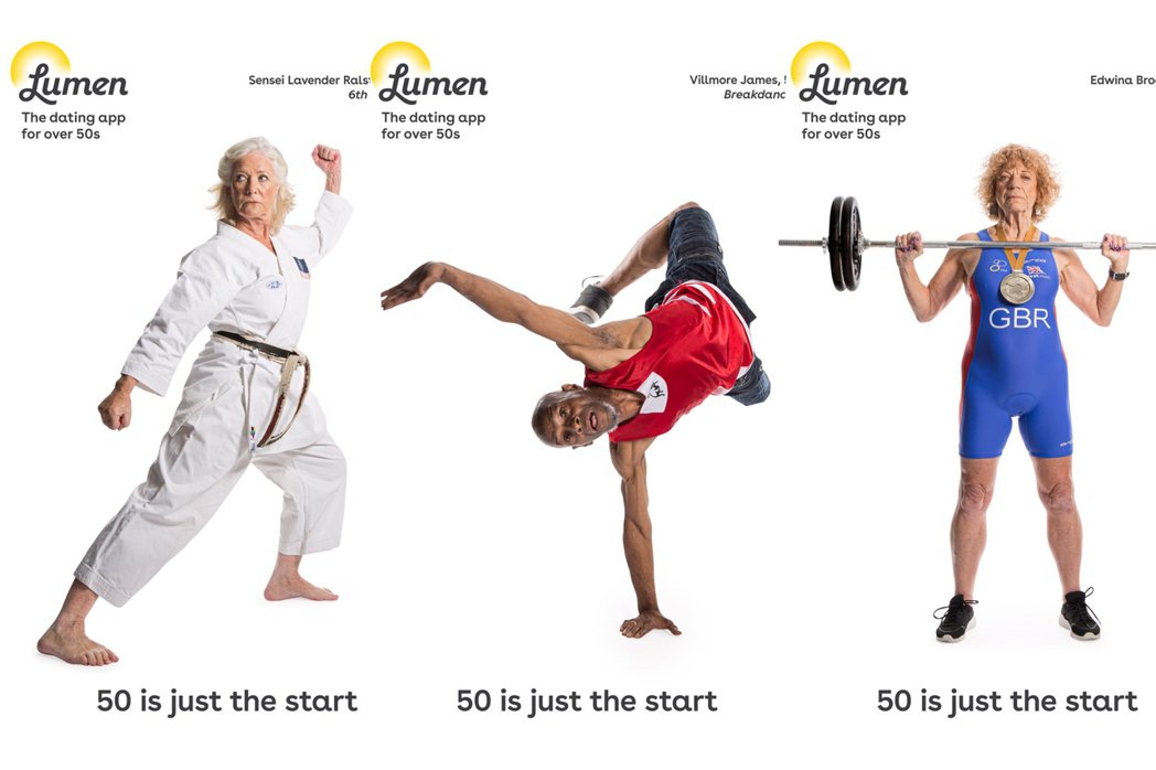 Lumen的廣告中有許多中高齡者嘗試不同休閒活動的畫面。 圖／Twitter  ...