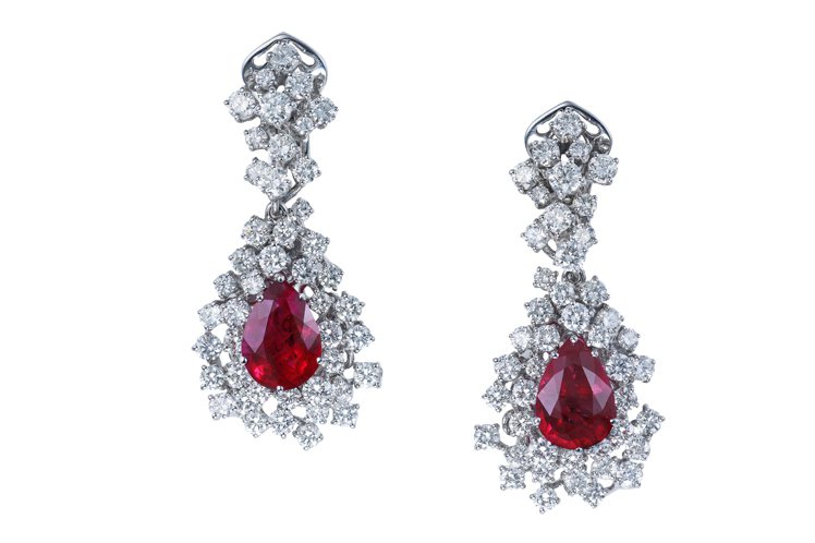 DAMIANI Mimosa紅寶含羞18K白金紅寶石全鑽高級訂製耳環，272萬元...