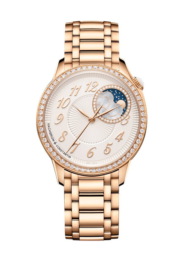 Égérie粉紅金月相腕表，37毫米、18K粉紅金、自動上鍊機芯、時間與月相...
