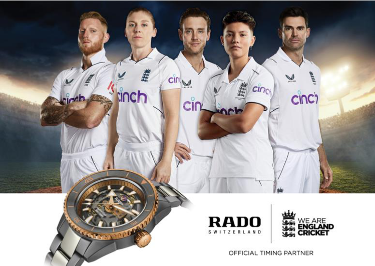 瑞士鐘表品牌雷達（RADO）宣布，將成為英格蘭暨威爾斯板球協會（England and Wales Cricket Board以下簡稱ECB）的官方計時合作夥伴。圖／RADO提供