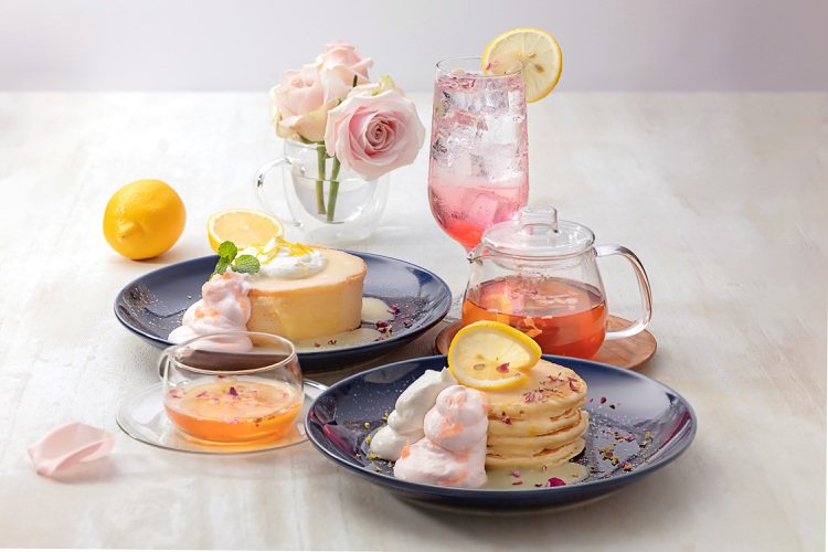 杏桃鬆餅屋以檸檬、玫瑰為元素，推出一系列限定新品。圖／杏桃鬆餅屋提供