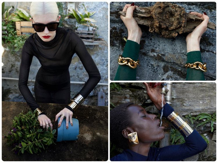 Saint Laurent推出品牌首個高級珠寶系列，推出包含手鍊、手鐲、項鍊與耳環的全系列商品。圖／Saint Laurent提供（合成圖）