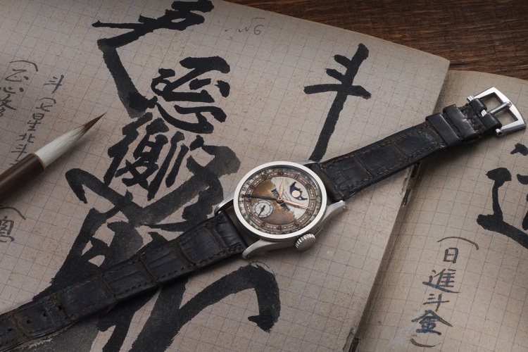 斑駁、帶有時代感的百達翡麗型號96「Quantieme Lune」腕表，估價將超過300萬美元，並將在5月23日進行拍賣。圖／富藝斯提供
