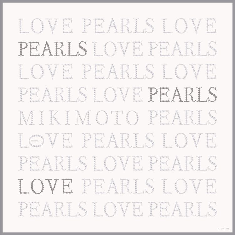 Mikimoto Luxury Gifts Collection - LOVE PEARLS絲巾珍珠白色款，100%真絲，尺寸約 88.0*88.0cm，台北101旗艦店獨家販售，18,000元。圖／MIKIMOTO提供