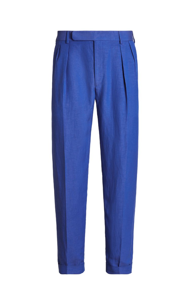 Ralph Lauren紫標絲質亞麻長褲，18,880元。圖／Ralph Lau...