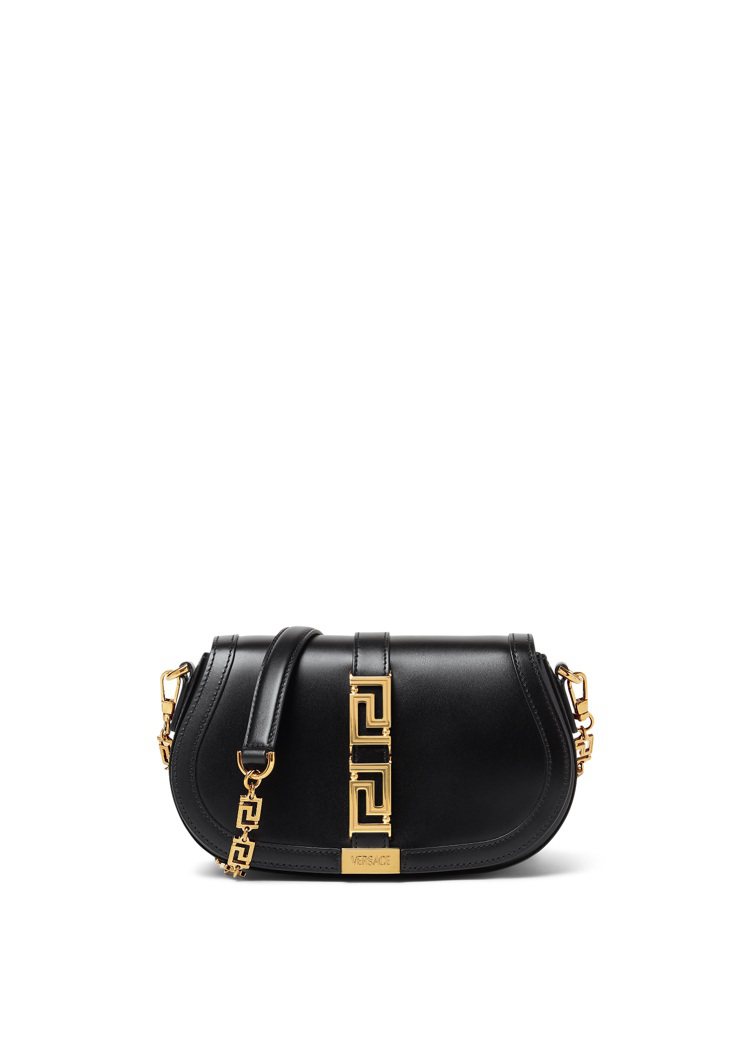 Versace Greca Goddess黑色肩背包中型款，94,000元。圖／Versace提供