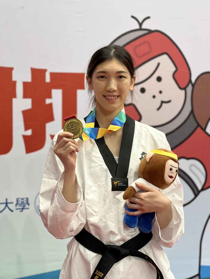 彰師大的世錦賽國手林唯均首度參加全大運奪下跆拳道女子57公斤級金牌。記者曾思儒／攝影