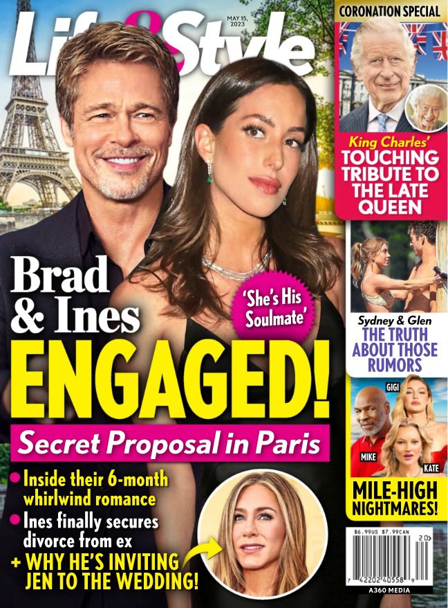 布萊德彼特（左）被傳已在巴黎向女友求婚。圖／摘自Life & Style