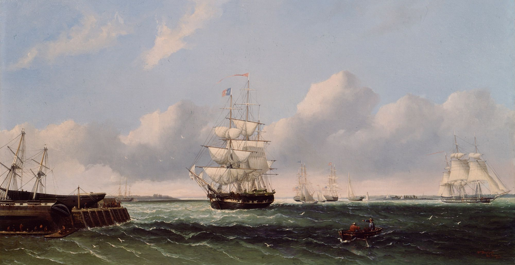 《烏鴉島的新貝德福港》，William Bradford繪於1975年。新貝德福...