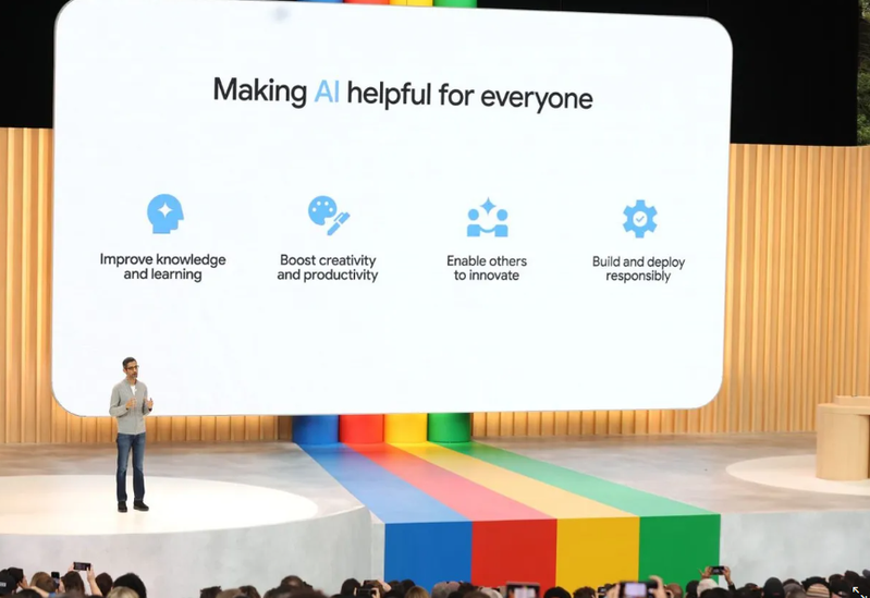 谷歌10日於大會宣稱，目前最新的AI工具「PaLM 2」，已支援谷歌20多項產品。（Photo by Google）