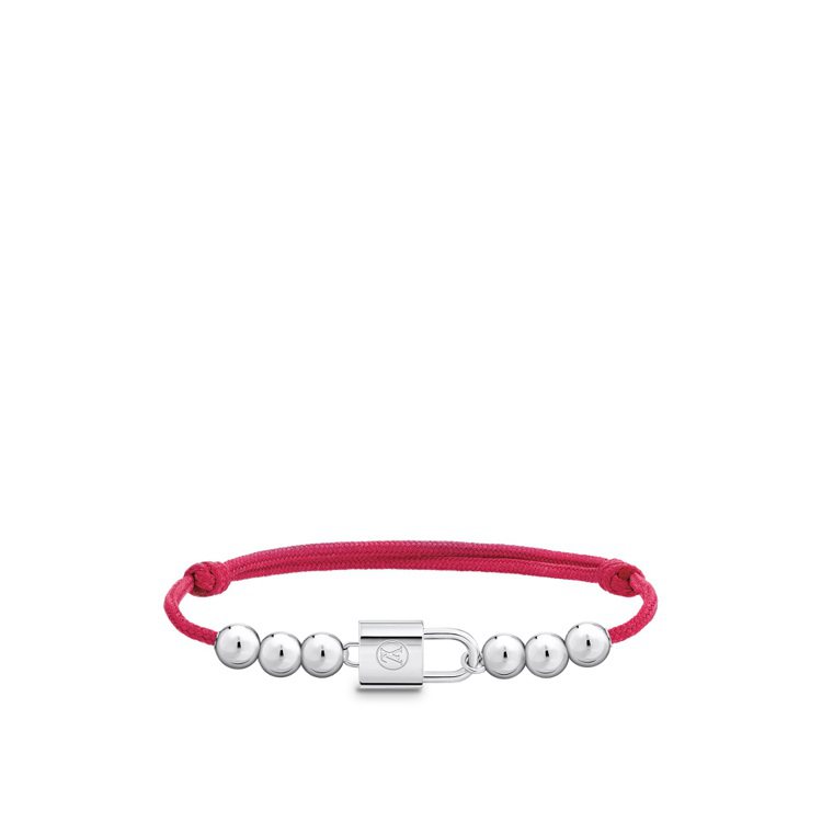 Silver Lockit銀色珠子及紅色聚酯纖維繩手鍊，22,700元。圖／路易威登提供