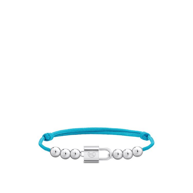 Silver Lockit銀色珠子及藍色聚酯纖維繩手鍊，22,700元。圖／路易威登提供