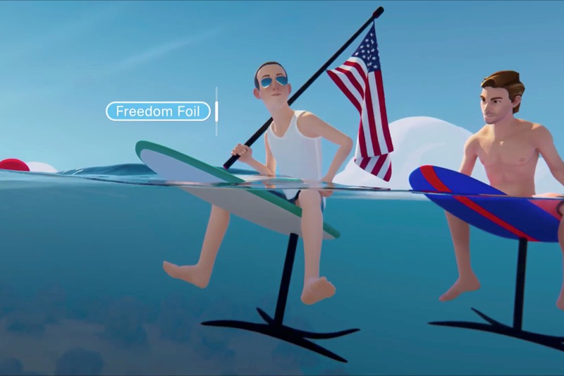 臉書母公司Meta在2021年10月發布公司更名影片顯示，執行長祖克柏的虛擬化身扛著美國國旗。路透