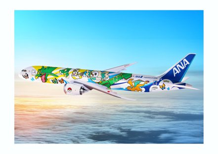 ANA控股公司攜手The Pokémon Company參加「飛翔皮卡丘計畫」，於2023年6月4日推出特別塗裝的「皮卡丘彩繪機NH」。圖／ANA提供
