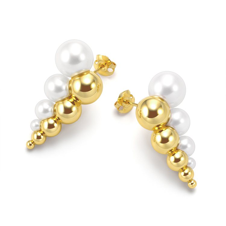 TASAKI M/G TASAKI REFLECTED耳環，黃K金與珍珠，26萬元。圖／TASAKI提供