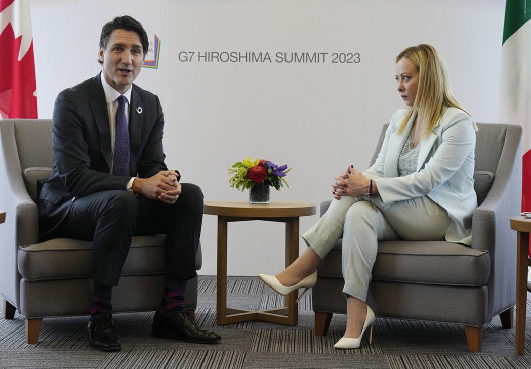 加拿大總理杜魯道在G7期間與梅洛尼進行雙邊會談時，就義大利的LGBT家庭政策表達...