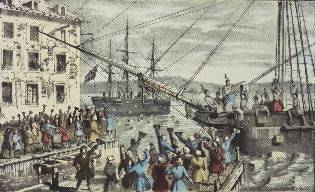 1773年，東印度公司的壟斷手段，導致美國發生波士頓茶葉事件。 圖／維基共享...