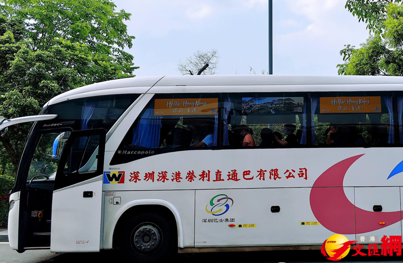 「香港直通巴士站-港口上乘站」至香港目前每天有15班车次来回往返。（香港文汇网）