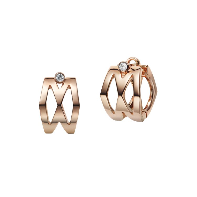 M Signature系列針式耳環，18K粉紅金鑲嵌鑽石，97,000元。圖／M...