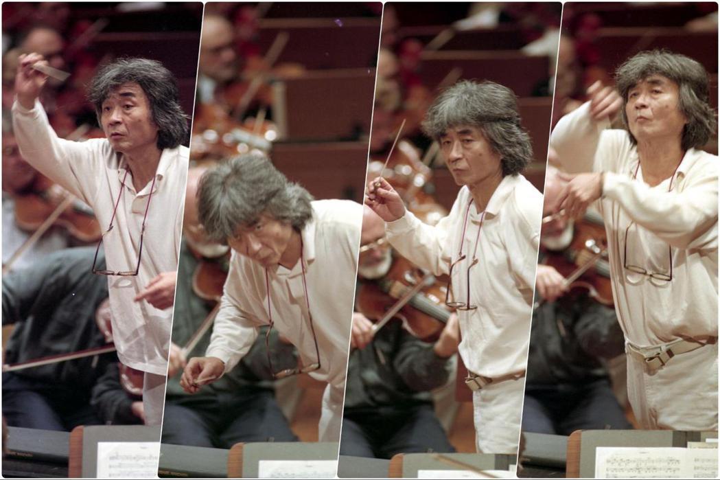 1993年小澤征爾首度來台，圖為當時在國家音樂廳彩排中的小澤。 圖／報系資料圖庫