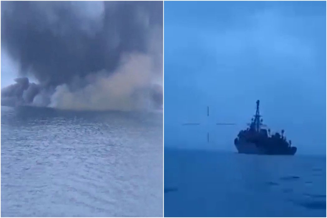 烏克蘭國防部25日釋出一段影片，其中顯示無人駕駛船隻與俄羅斯偵察船「伊凡赫斯號」...