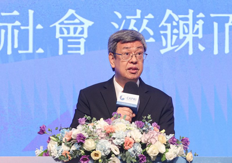 行政院長陳建仁（圖）29日出席亞太堅韌研究基金會首屆年度國際論壇，並發表演說。中央社