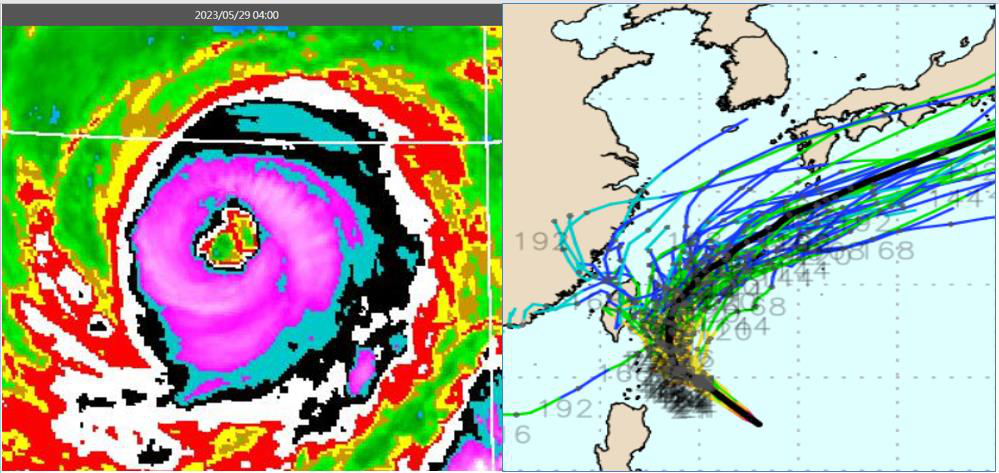 瑪娃颱風的大眼不再清晰、眼牆亦略顯不規則。歐洲10天系集模式模擬圖顯示，瑪娃颱風...