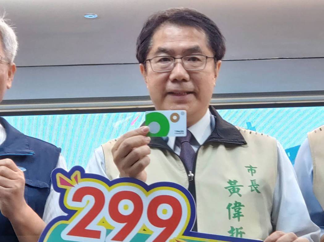 台南市長黃偉哲（右三）今宣布推出公共運輸月票「台南TPASS月票卡」。記者鄭惠仁...
