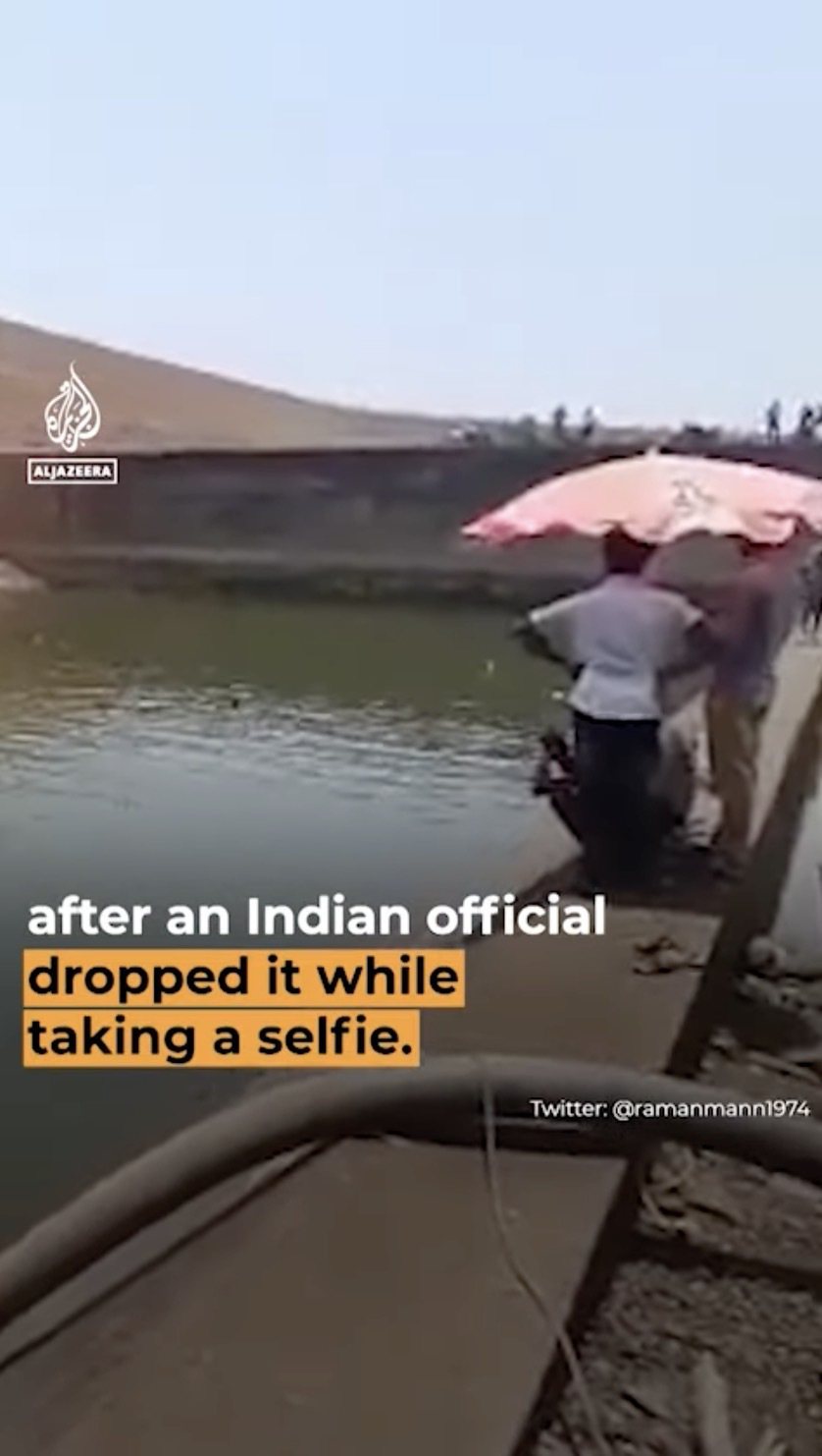 一名印度官員因為手機掉到水壩裡，竟命人將水壩抽乾只為了「找回手機」。翻攝Al Jazeera English頻道