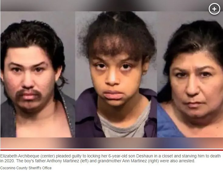 德肖恩的爸爸、媽媽和祖母（由左至右）被控綁架、謀殺及虐待兒童。圖擷自紐約郵報
