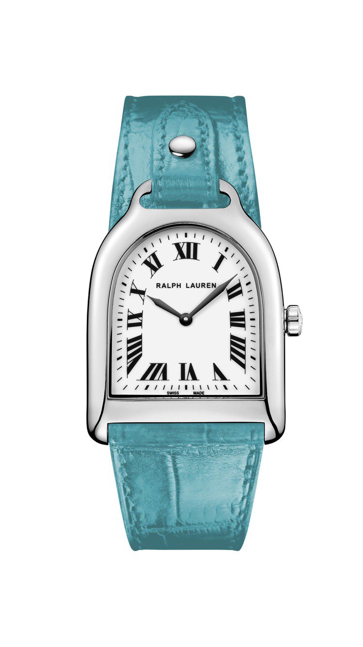Ralph Lauren Stirrup系列小型腕表，精鋼表殼，搭載瑞士製造石英機芯，約2,600美元起。圖／Ralph Lauren提供