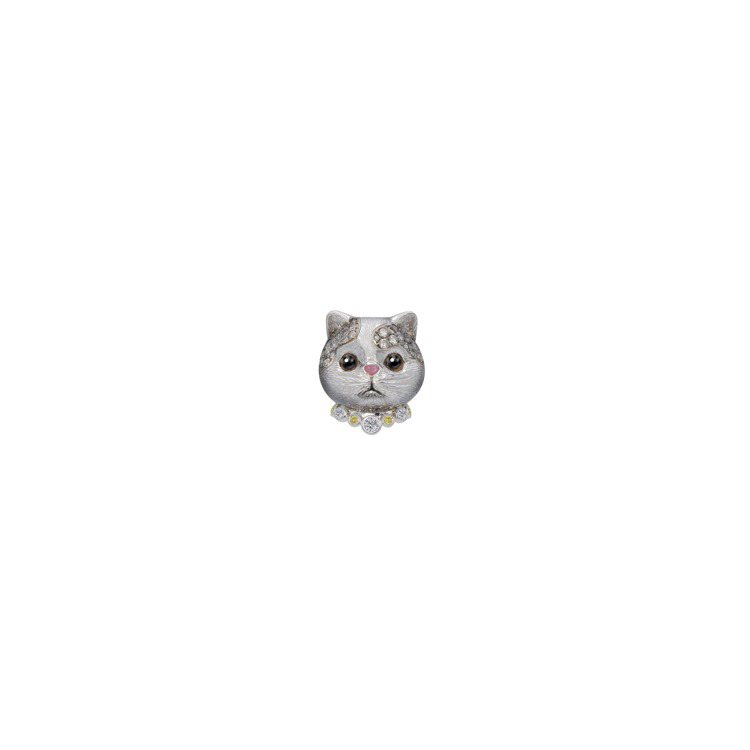 迷你扁臉貓造型珠寶墜飾，12萬6,000元。圖／JHENG JEWELLERY提供