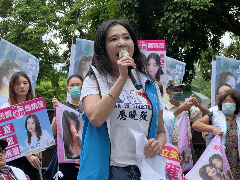 台北市議員應曉薇今早在青年公園前舉辦「參選立委誓師大會」。記者鍾維軒／攝影
