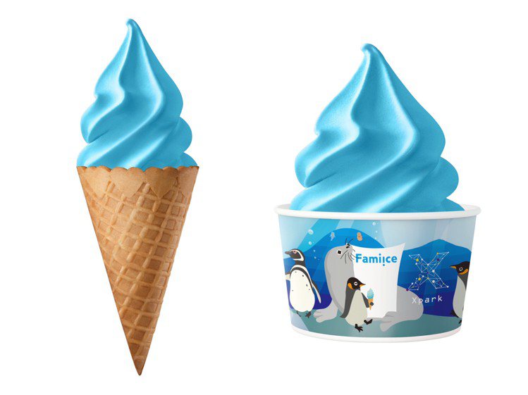 全家便利商店於6月5日起推出Fami!ce「嗨嗨蘇打霜淇淋」，聯手Xpark日本首席插畫家合作，運用海洋元素量身打造限量聯名霜淇淋紙杯與紙套。圖／全家便利商店提供