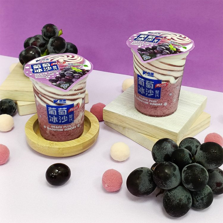 7-ELEVEN獨賣「小美Plus葡萄冰沙聖代」。圖／小美冰淇淋臉書