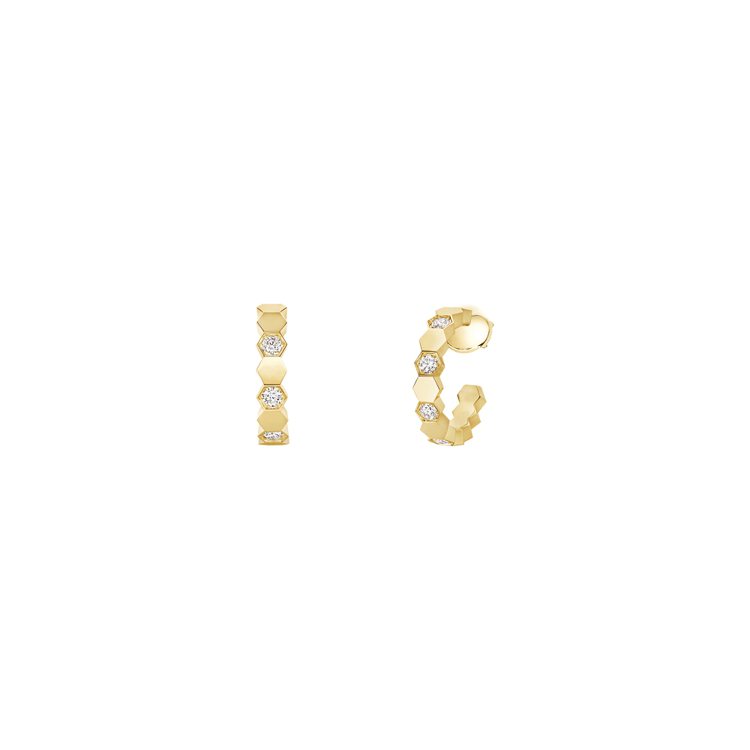Chaumet Bee My Love 18K黃金鑽石圈式耳環，鑲嵌明亮式切割鑽石。圖／Chaumet提供