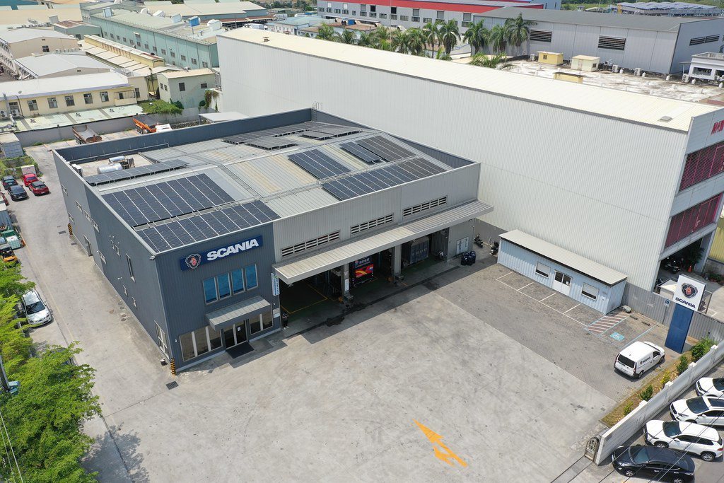 Scania台南廠實現100%綠電營運。 圖片來源：Scania Taiwan提...