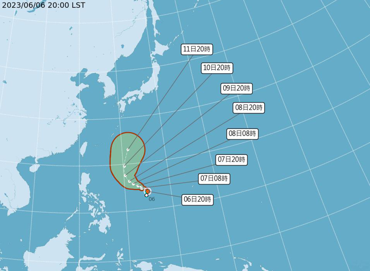 第3號颱風「谷超（GUCHOL）」今晚生成，預測未來將朝西北移動。圖／氣象局提供