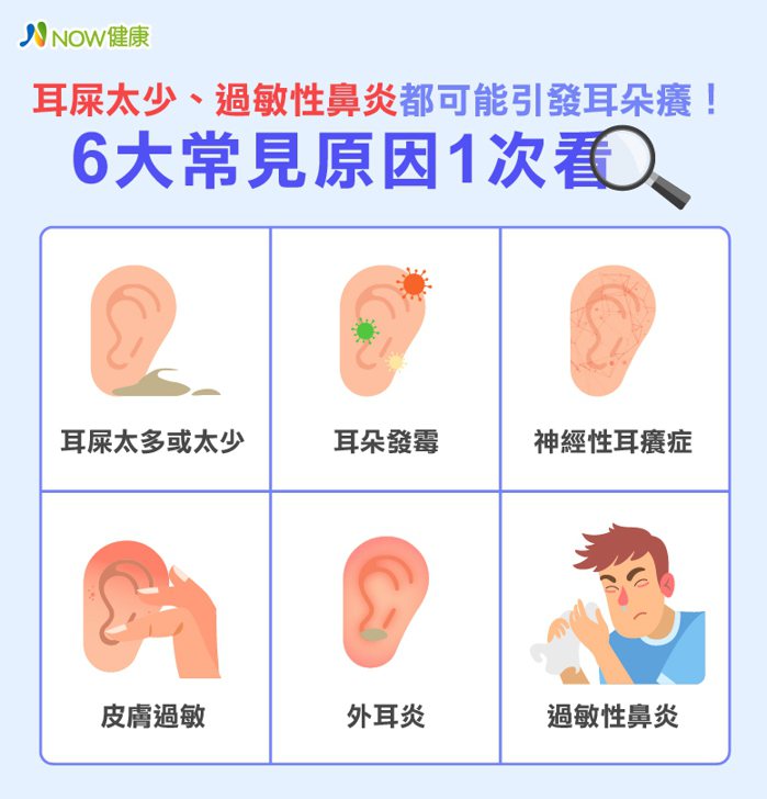 耳朵癢6大常見原因。 圖／NOW健康製作