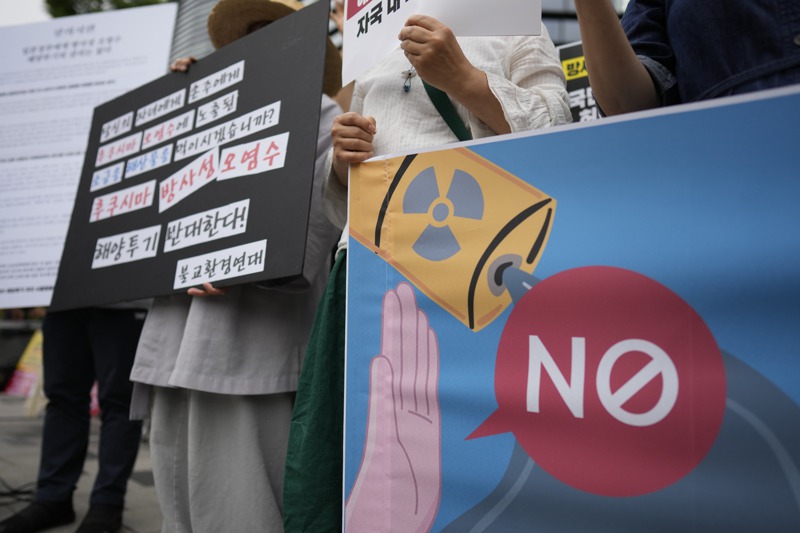日本最快本月將核廢水放流至大海，南韓國內常有抗議行動。美聯社